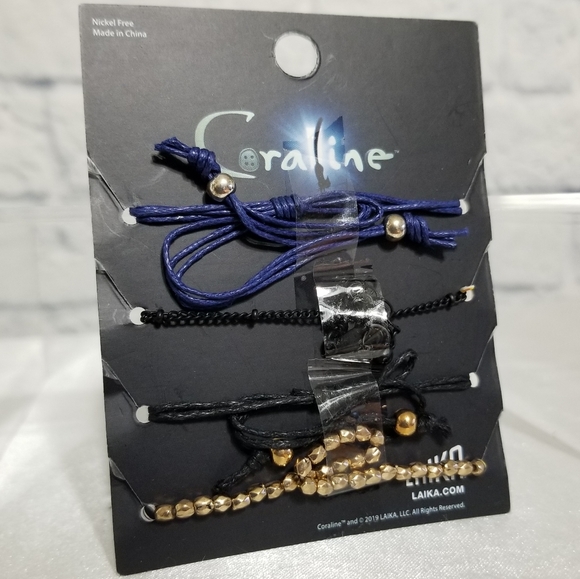 Coraline Dragonfly Button Stars Bracelet Set 4 Piece Bracelets Laika New - Picture 15 of 16